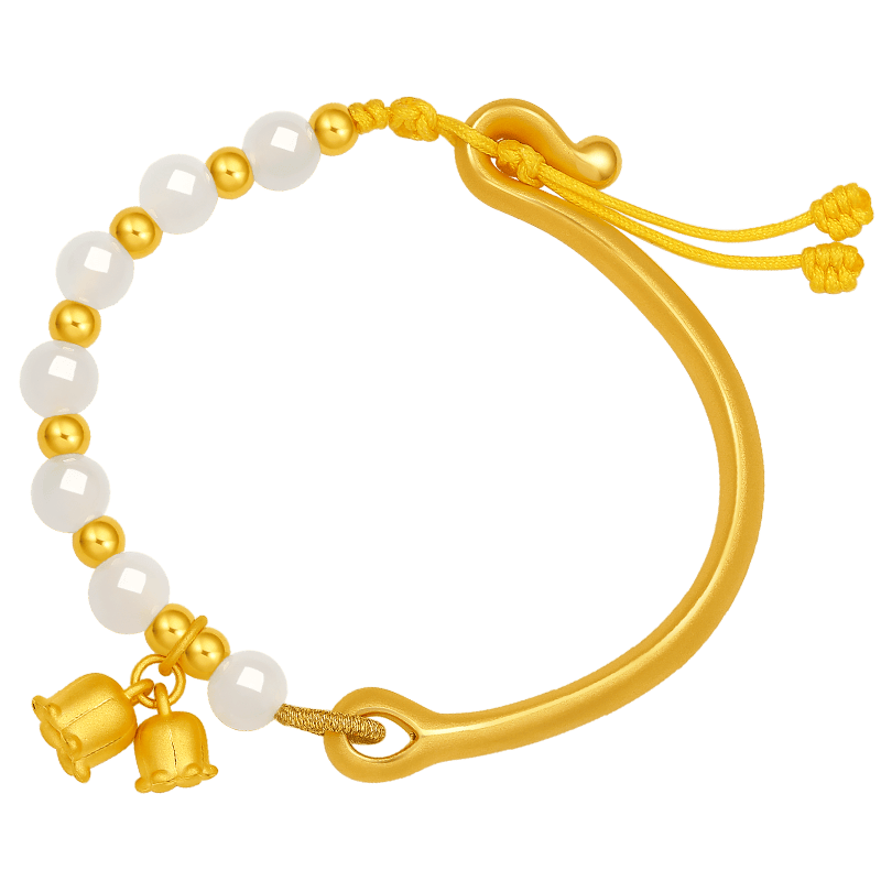 福3D硬金足金铃兰和田玉手镯优雅与时尚的完美结合——周六(图1)